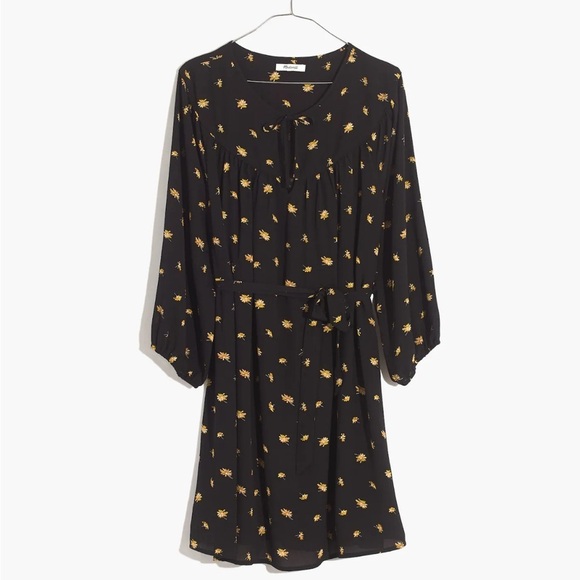 Madewell Tie-Waist Mini Dress in French Daisies SMALL - Picture 4 of 9